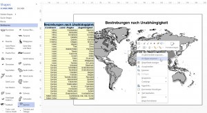 Eine Karte, die mit der Schablone "Weltkarten" erstellt wurde.