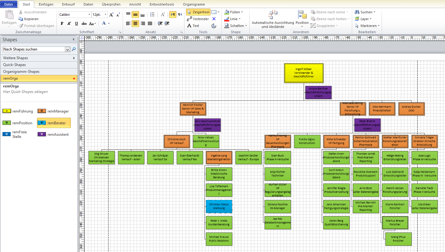 Eigene Organigrammsvorlage Visio Training